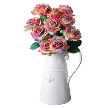 

10 Pcs Multi-Color Rose Simulation Roses Moisturizing Cloth Roses Artificial Bouquet Cheap Fake Flowers For Home Decoration M8
