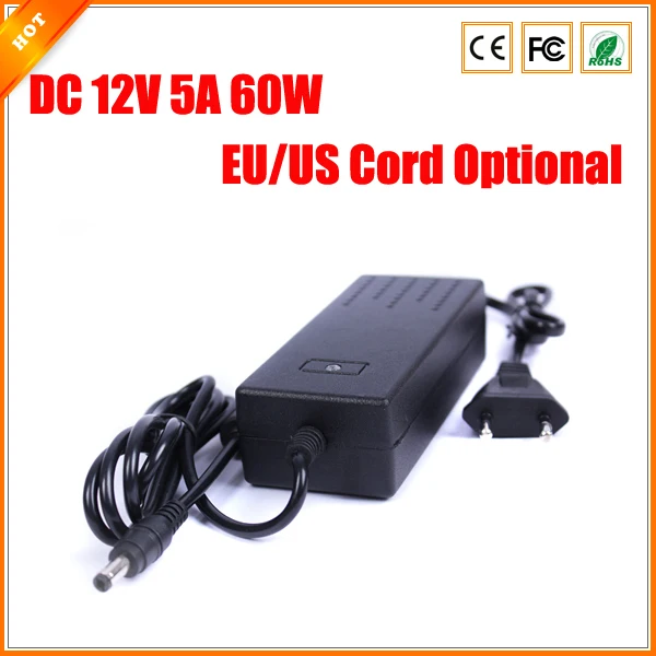 

Free Shipping EU US Cord Optional 12V 5A 60W Power Adapter for CCTV Camera Power Supply Charger for Security System