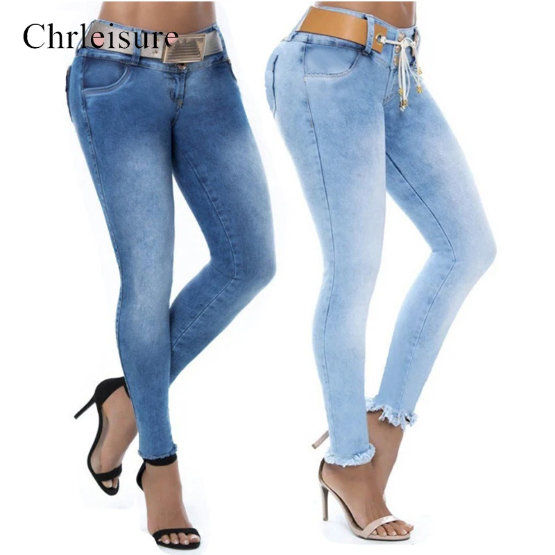 Chrloisirs grande taille Jeans femmes copain Streetwear Denim Skinny Jeans femme 5xl Push Up bleu taille basse Jeans