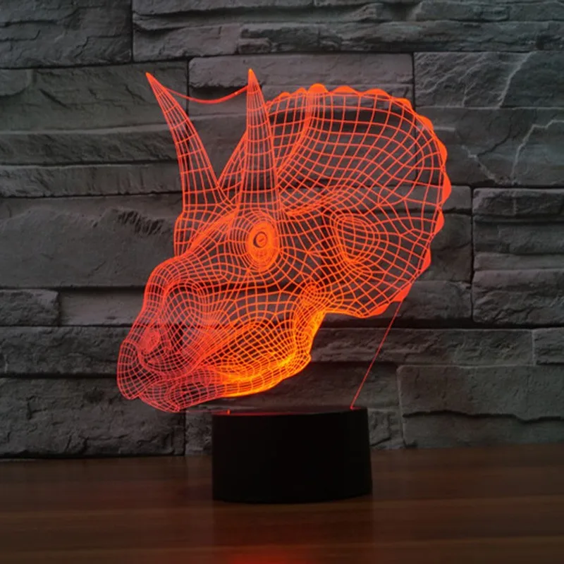 Новый динозавр голова 3D ночник Наружный свет для зданий для спальни гостиной