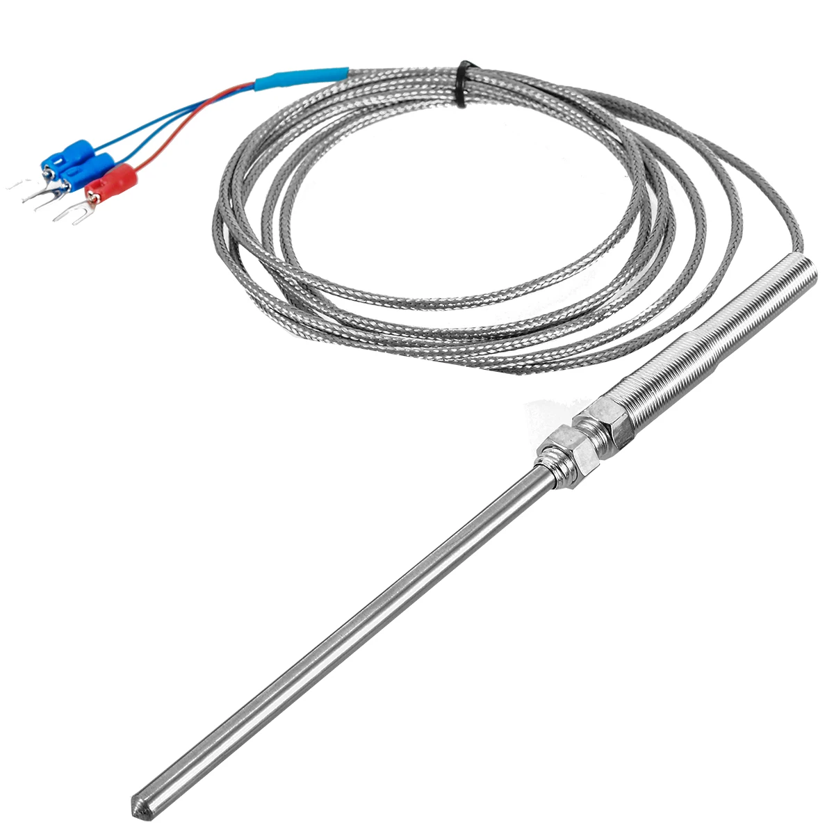

2M Pt100 Type -50-420 Degree Celsius Temperature Sensor Probe Cable Thermocouple 3 Wires Terminal M8*1.25 Thread