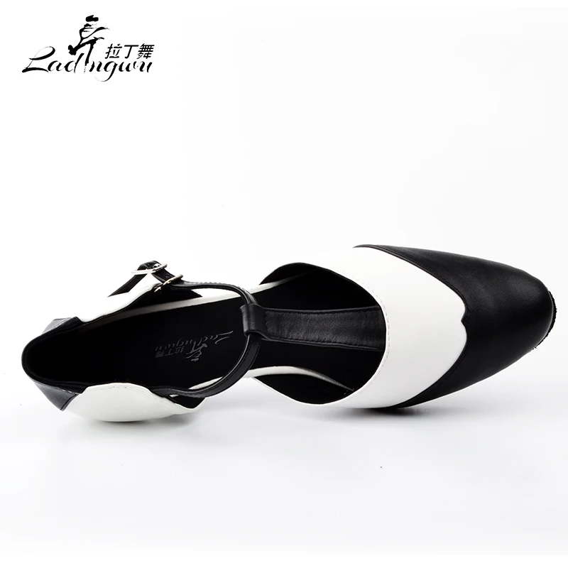 Ladingwu/классическая женская обувь для танцев из натуральной кожи; Цвет черный, белый; Танцевальные Кроссовки для латиноамериканских танцев, сальсы, бальных танцев; женские кроссовки