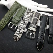24 мм Бренд watachband настоящая змеиная кожа ручной работы наручные часы ремешок матовый Пряжка для Panerai ремешок