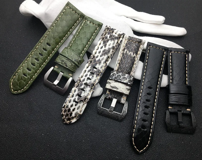 24mm Brand watachband Real snake Leather Handmade Wrist Watch Band