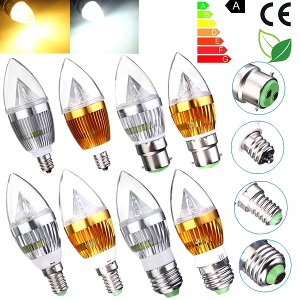E27 E14 B22 E12 12 Вт Светодиодный Люстра в форме свечи Светильник лампы 85-265 V
