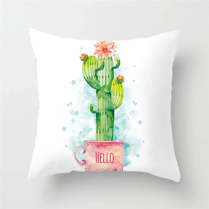 Fuwatacchi Green Cactus Cushion Cover Tropical Plant Pillow Cover for Home Chair Sofa Decorative Pillows Birds Pillowcases - Цвет: PC02939