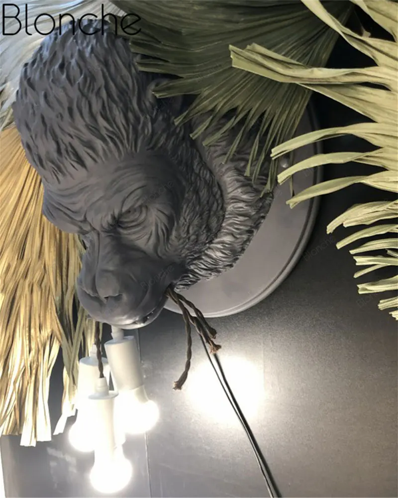 Скандинавские смолы гориллы настенные лампы Led современный настенный светильник-Бра Светильники для дома Лофт промышленный Декор Спальня прикроватная лампа E27