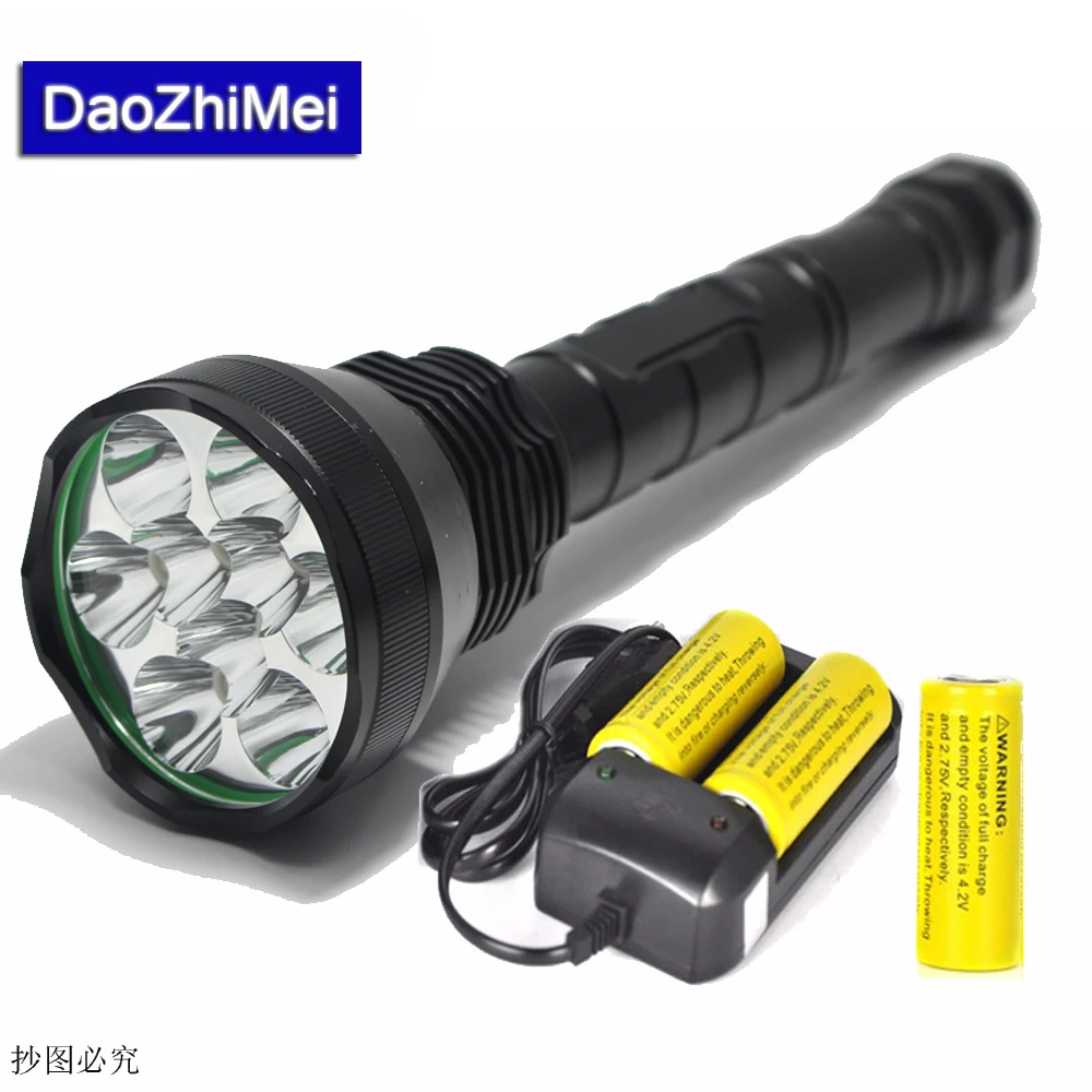 

9* XML T6 LED 20000 lumen 18650 26650 Outdoor waterproof floodlight flashlight,torch,lantern,camping +18650 26650 Battery+Charge
