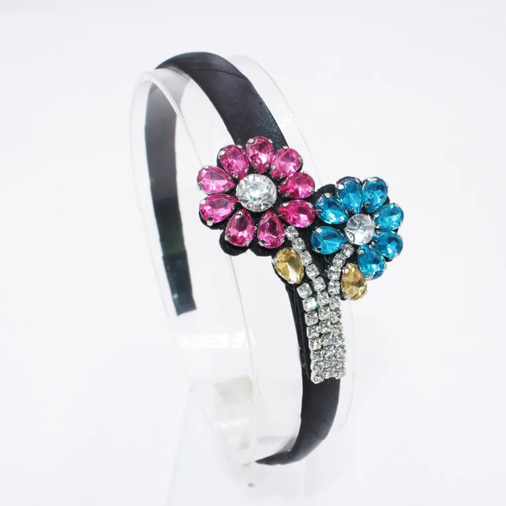 

2017 New Novelty Flower Graphics Hairband for Girl Cute Floral 2Colors Rhinestone Headband Kid Hair Bands Hair Accessories