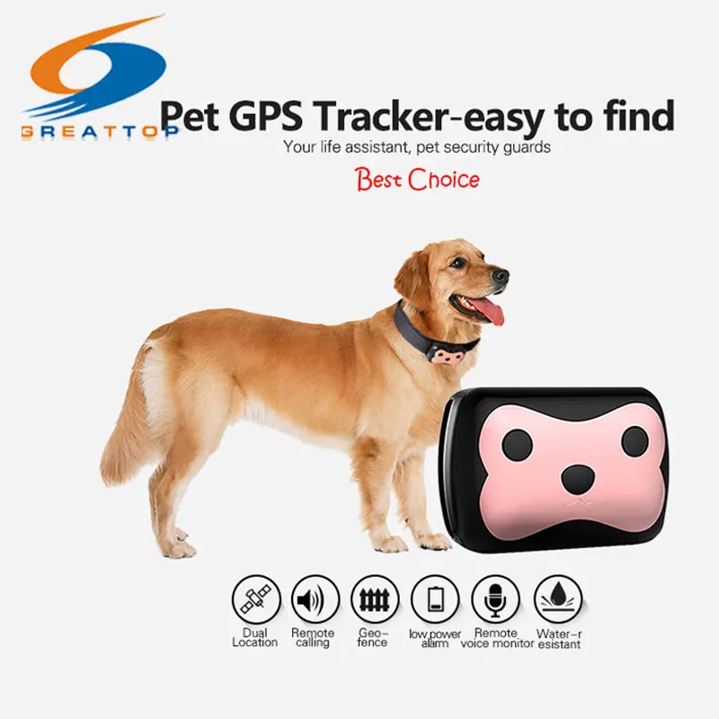 

New Arrival Mini Waterproof Pets Collar GPS Tracker Cat Dog 4 Frequency GPRS GPS+LBS Dual Location with Free APP Free shipping