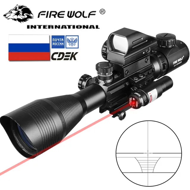 Caza Airsofts Riflescope 4-12X50 EG 3 en 1 pistola de aire táctica rojo verde punto láser mira de Mira óptica holográfica Rifle alcance