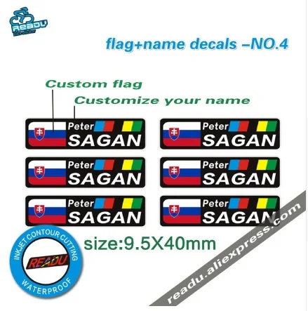 

World Tour Title Personal Flag and Name DIY Sticker Customizable Road Bike Frame Signature Decals NO.4