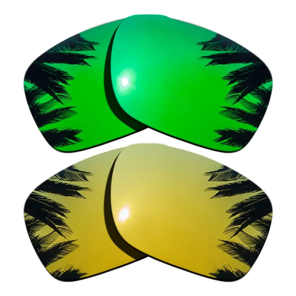 Green Mirrored&24k Gold Mirrored Polarized Replacement Lenses For