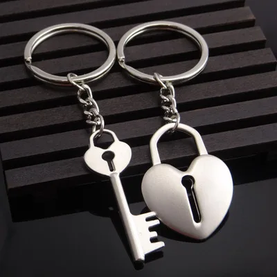 

Concentric lock couple keychain lover lock open heart key pair