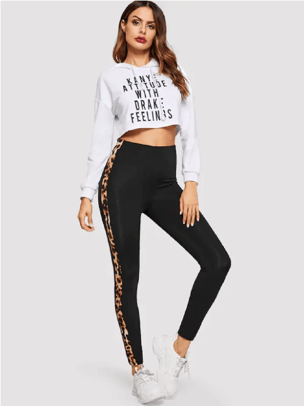 

Hot Women Yoga Stretch Leggings Leopard Patchwork Gym Sports Jogging Running Fitness Pants Elastic Casual Trousers Activewear