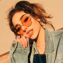 GUVIVI, модные, новинка, круглые солнцезащитные очки для женщин, Ретро стиль, металлическая оправа, розовые, желтые линзы, цветные, затемненные, солнцезащитные очки, UV400