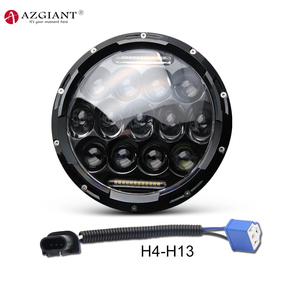 

AZGIANT 7inCh 70W Car Led Haedlight 6000K Round Cars Running Lights for Jeep IP67 Waterproof Day Lamp 50000 Hour Above Life Time