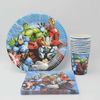 

40p/set Avengers Birthday Party Supplies Plate Cup Napkin Party Favor Superhero Decoration Baby Shower Tableware