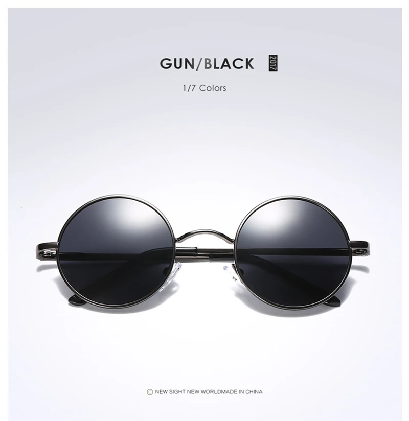 Трендовые винтажные круглые поляризованные солнцезащитные очки для мужчин и женщин, Классические солнцезащитные очки, сплав, металлическая оправа, очки для вождения, UV400
