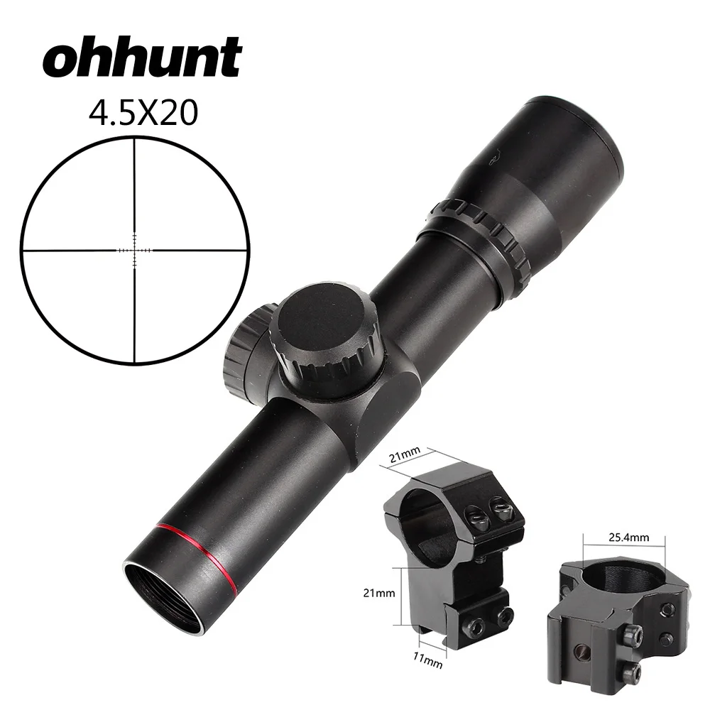 Ohhunt 4,5x20 охотничий прицел тактический оптический прицел 1 дюймов компактный Р4 прицел с откидной крышкой и кольцами - Цвет: 25.4mm-Dovetail-SGZ