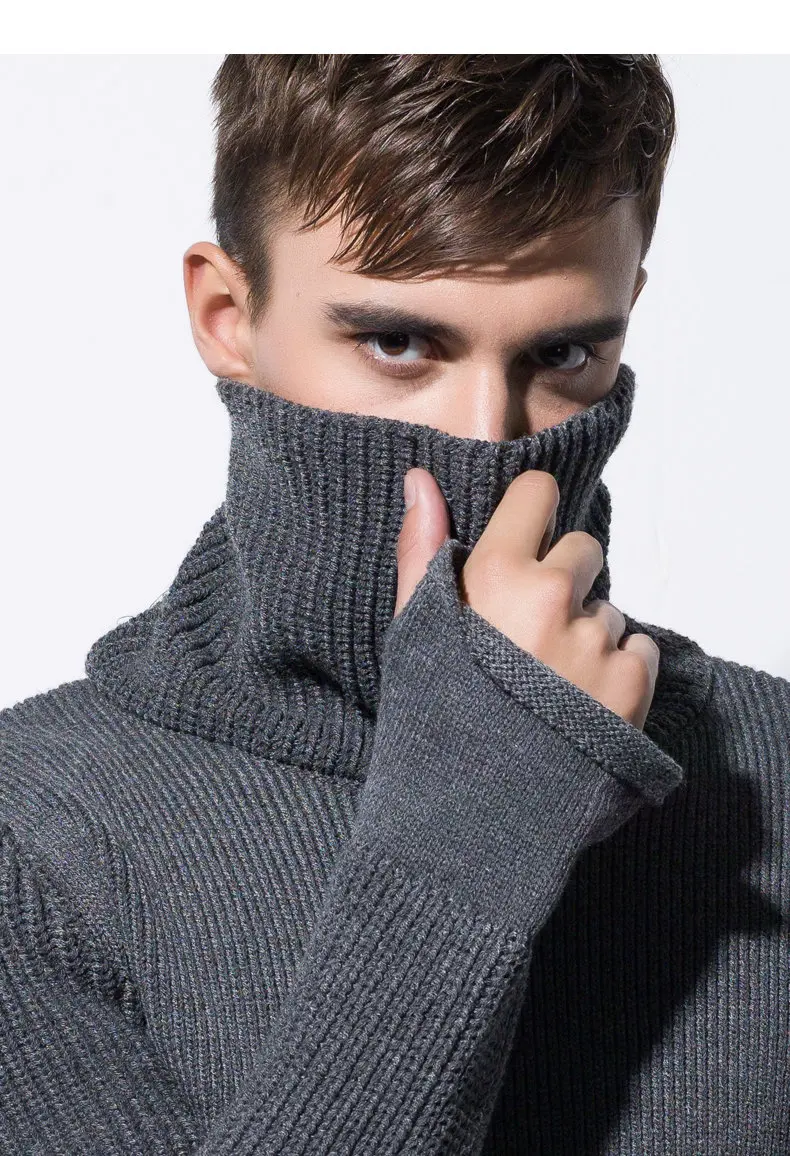 Men Pullover Sweaters Warm Thick knitted Sweater Men Autumn Winter Male Pullover Jumper Brand Clothing Black Dark Gray Muls 2017-02