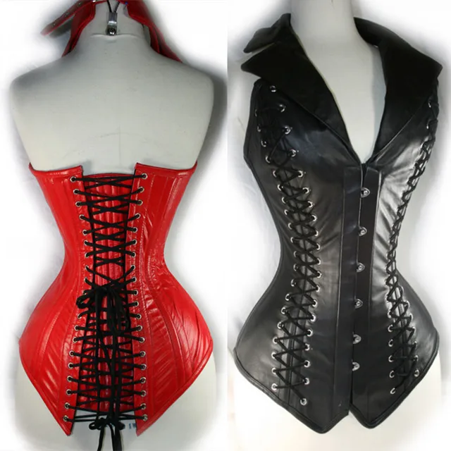 6Xl Sexy Waist Cincher leather Latex Girdle Shapewear Punk Rock Shaper