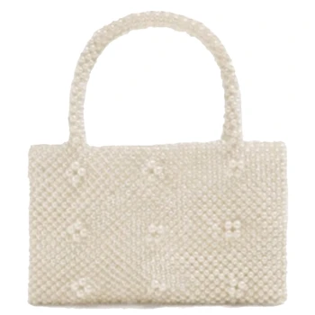 

Pearl Handmade Beaded Small Tote Bags Vintage Women Pearl Evening Party Handbag Luxury Ladies Dress Hands Bags