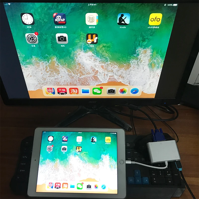 HDMI к VGA адаптер для iPhone к HDMI VGA Аудио ТВ AV конвертер кабель 1080P с USB кабель для iPhone XS Max X XR 7 8 Plus iPad