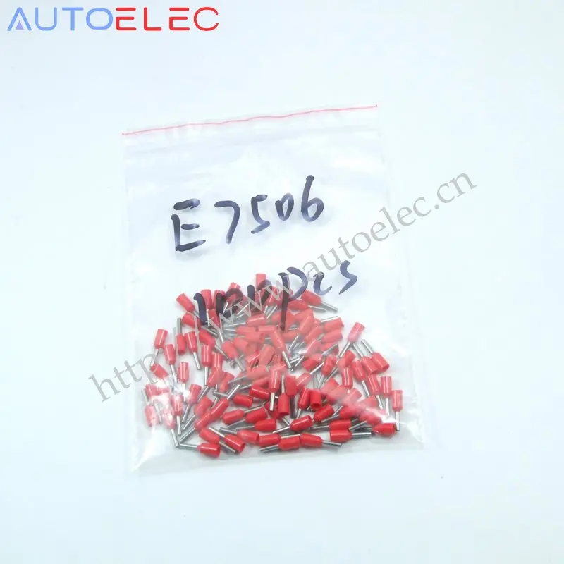 

100PCS AWG#20 E7506 Ferrule Terminal Cord End Terminal Copper Brass Wire Copper Insulated Crimp Connector Cable Terminal VE7506