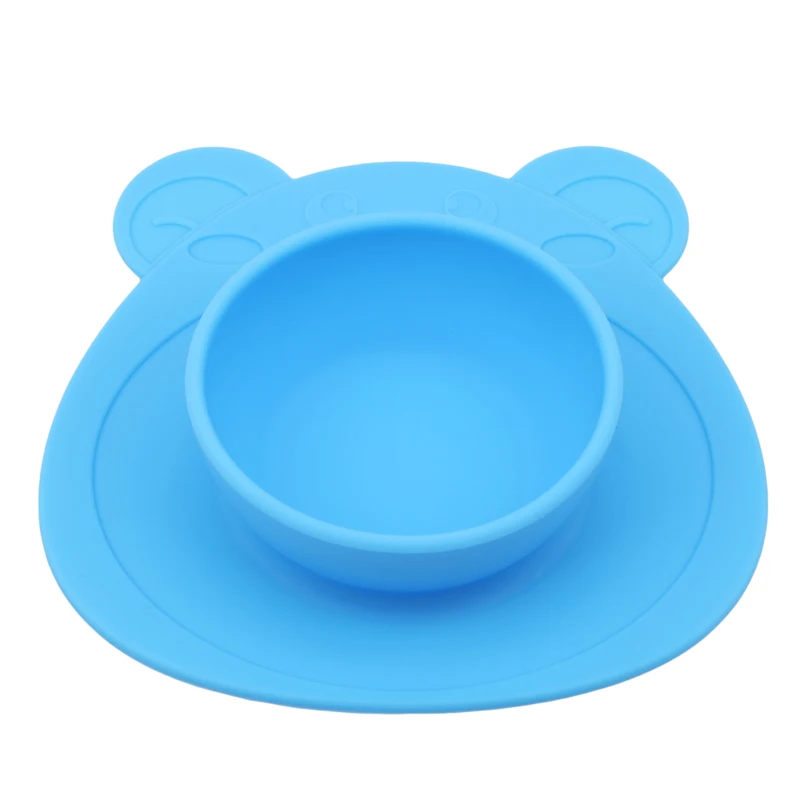 Kids Children Plate 100% Silicone Dishes Bowl With Suction Cup Silicone Feeding Food Plate Tray Dishes For Baby Toddler