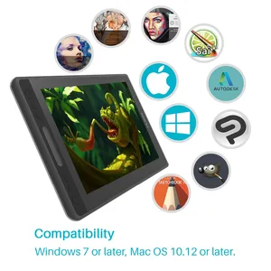 HUION KAMVAS Pro 12 GT-116 Digital Tablet Battery-Free Pen Display Drawing Tablet Monitor with Tilt Function AG Glass Touch Bar