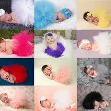 Наряды для фотосъемки новорожденных девочек детская юбка-пачка и повязка на голову, костюм для новорожденного одежда с бантом