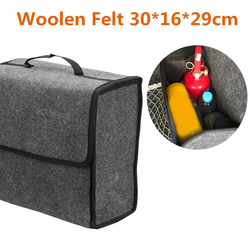 Мягкий шерстяной войлочный органайзер для багажника автомобиля 30*16*29 см, коробка для хранения автомобиля, сумка, огнестойкая посылка, одеяло, инструмент
