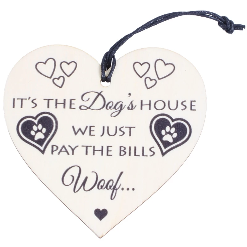 Su casa de perros novedad colgante de madera corazón placa perro amantes del hogar signo regalo