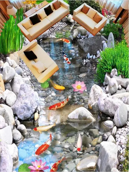Пользовательские 3d Пол парк река вода обои для гостиной пол живопись фото