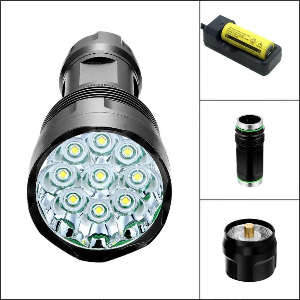 

Led flashlight T9 Torch 15000 lumen 5-Mode 9x Cree XM-L T6 tactical Lantern Flash Light for Hunting Camping