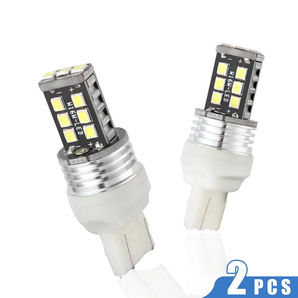 

2pcs T20 W21W Car Backup Reverse Light for White High Stop Rear Lamp Bulb Error Free 6500K LED White 12-24V 3030 24-SMD WY21W