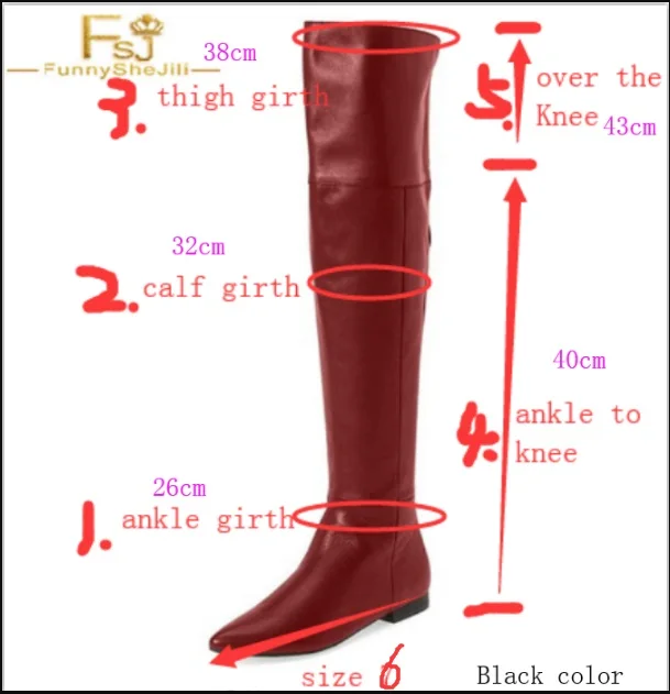 red leather knee high flat boots
