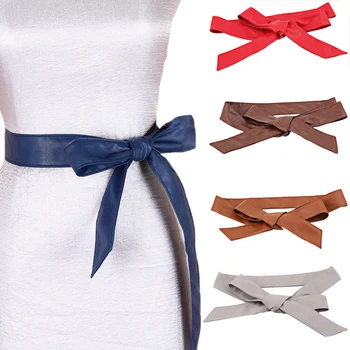 

Awaytr Women Fashion PU Leather Cummerbunds Wrap Around Tie Wide Waistband Corset Cinch Belts Band 7 COLORS