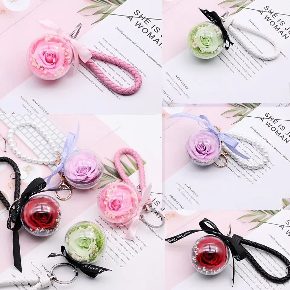 

Eternal Flower 1pcs Natural Dried Flowers Pendant Make A Wish Birthday Christmas Thanksgiving Valentine's Day Gift