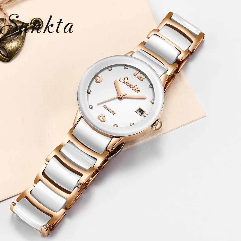 Ladies Luxurious Watches SUNKTA Brand Watch Women Luxury Female Ceramic