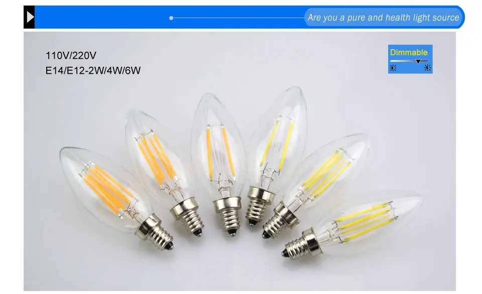 LED Candle Bulb E14 E12 2W 4W 6W AC 220V 110V Retro Antique Glass Edison Lamp Vintage C35 Filament Light for Chandelier (8)