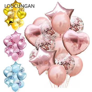 

14Pcs/lot Birthday Decoration Balloon Wedding Round Confetti Ballon Heart Helium Balloons Birthday Party Decorations Adult Kids