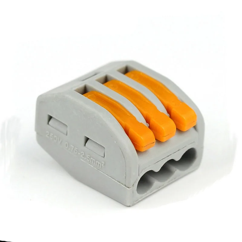 

100pcs Free shipping PCT-213 Push wire wiring connector For Junction box 3 pin conductor terminal block cable connector