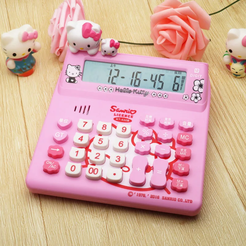 Hello kitty мультфильм солнечный калькулятор розовый KT игрушечная Кошка милый компьютер KT-520A