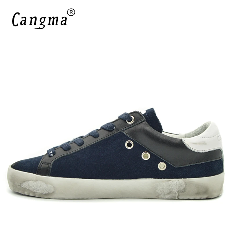 CANGMA/Мужская обувь в британском стиле; темно-синие кроссовки из натуральной кожи; замшевая обувь; мужская повседневная обувь; Мужская обувь «Старый скоо»