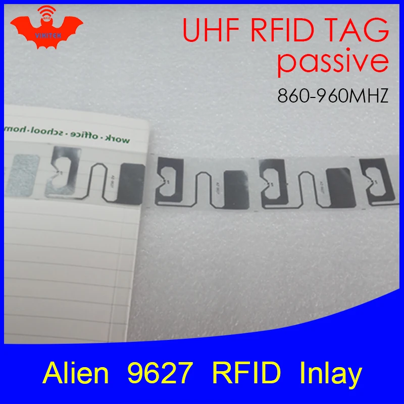 Метка Диапазона UHF RFID Метка Alien 9627 инкрустация 915 МГц 900 МГц 868 МГц 860-960 МГц Higgs3 EPC Gen2 ISO18000-6c смарт-карты пассивные RFID теги этикетки