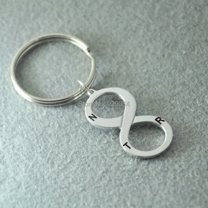 

Personalized Infinity key chain, CUSTOM Initials or numbers on Infinity, Mens and Unisex, Hand stamped, Custom Infinity jewelry