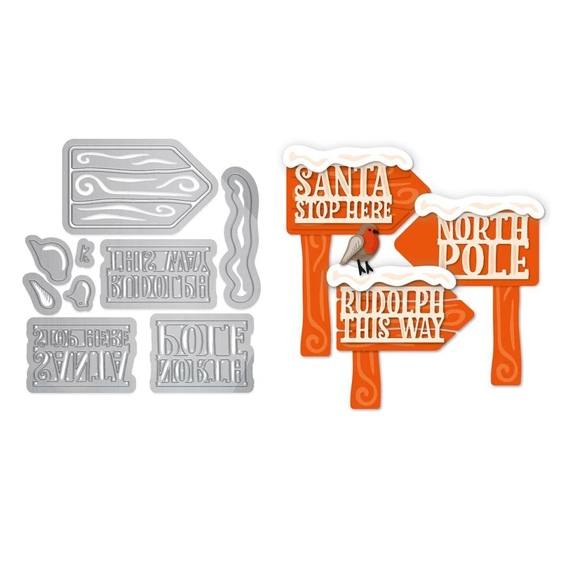 

Xmas Words Road Sign Shape Metal Cutting Dies Stencil For Scrapbooking Album Embossing DIY Gift Card Handcrafts Templates