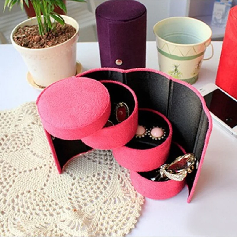 

1PC Fashion 3-layer Jewelry Box Necklace Earring Ring Holder Organizer Display Gift Box Cylindrical Boxes 4 Colors 670388